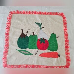100% hand-embroidered in Mexico Colorful  Vegetable Tablecloth